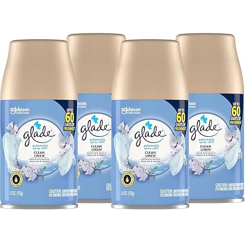 Glade Clean Lenin Automatic Spray Air Freshener Refill, 6.2 Oz (Pack of 4)