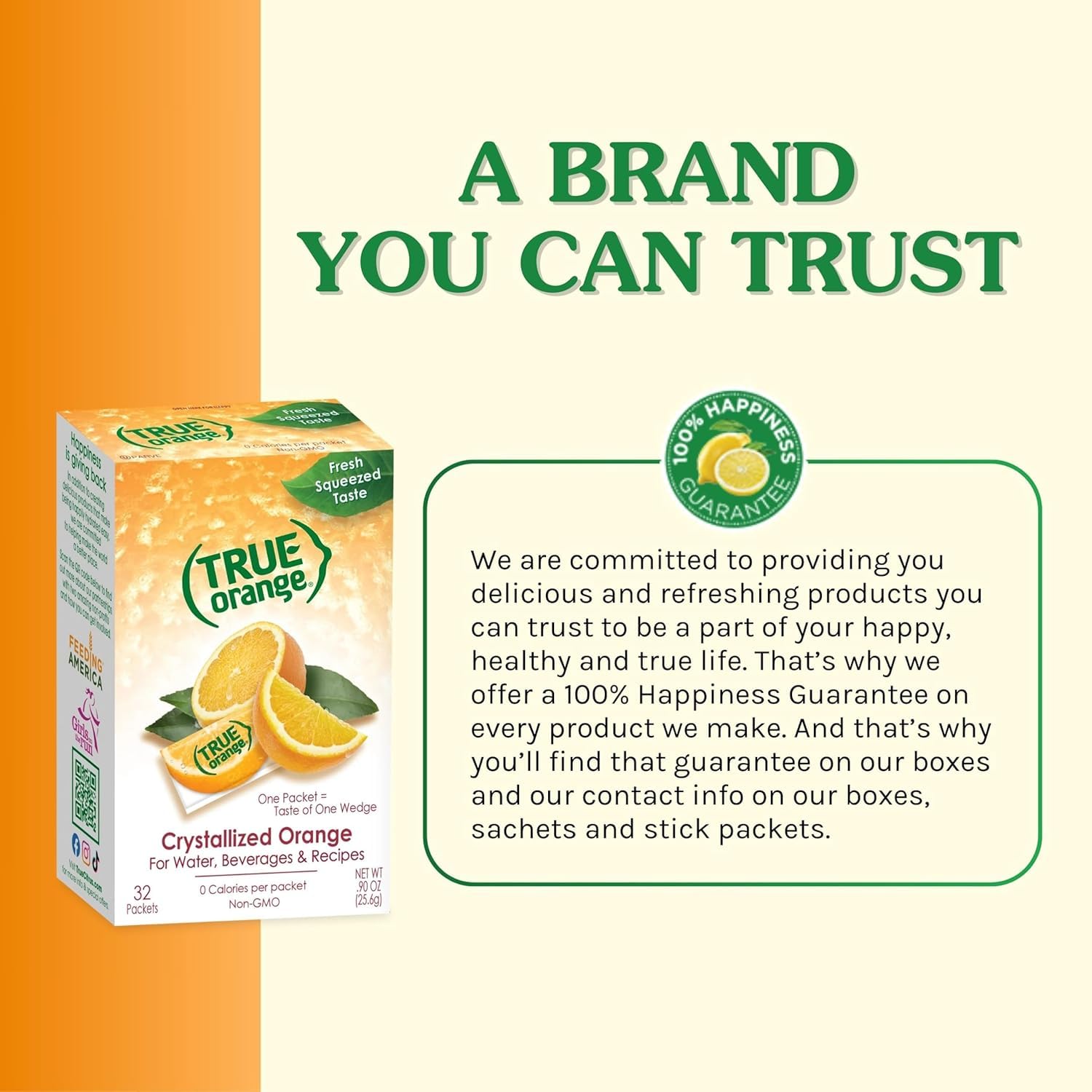 True Orange 32ct (Pack of 1) - Water Enhancer - Bulk Dispenser - 0 Calorie Drink Mix Packets for Water - Orange Flavoring Powder Packets