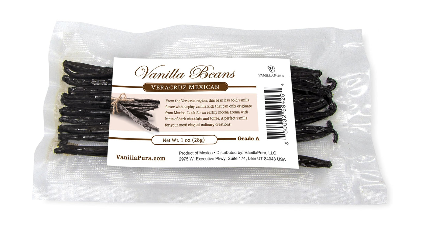 Mexican Veracruz Vanilla Beans - Gourmet Grade A - Vacuum Packaged - For At-Home Vanilla Extract Making, Brewing & For Use in Baking (2)