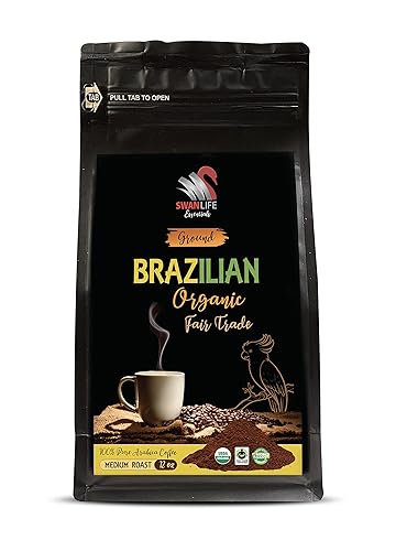 organic coffee ground low acid - BRAZILIAN GROUND COFFEE ORGANIC, 100% Arabica, Medium Roast, low acidity, Fair Trade, non gmo - ground coffee gift