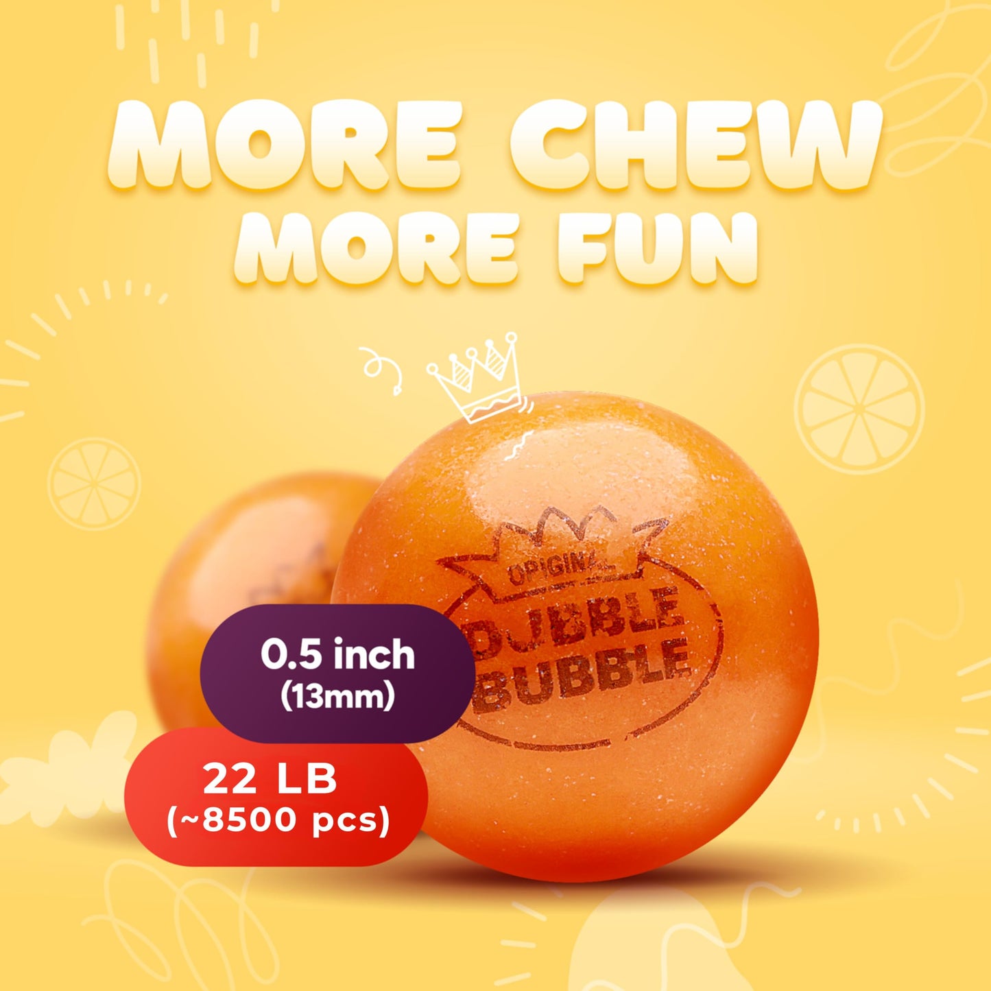 Gumballs for Gumball Machine - 0.5 Inch Mini Gumballs - 22 Lb Bulk Gum Balls for Kids - Gumball Machine Refills - 5800 Pcs Gumballs Bulk Pack - Double