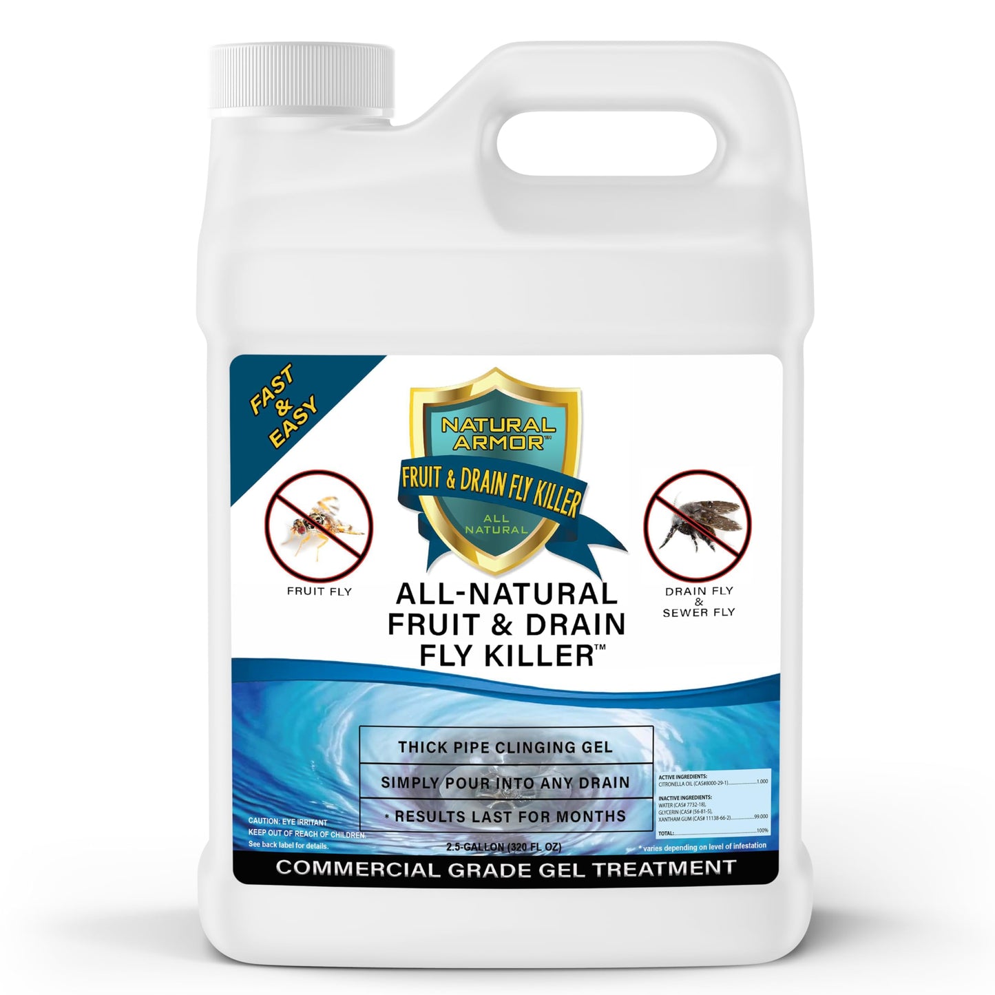 Fruit Fly & Drain Fly Killer - Commercial Gel Treatment - Eliminates Fly & Gnat Infestations - 1 Gallon