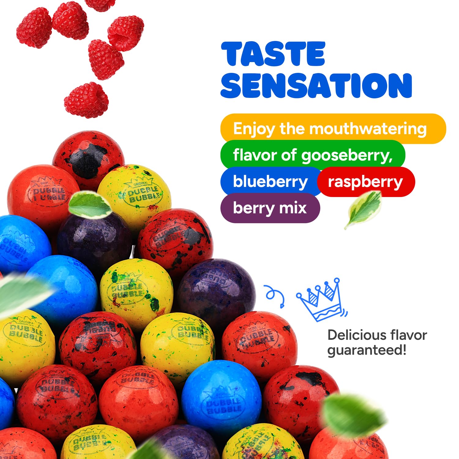 Gumballs for Gumball Machine - 1 Inch Double Bubble Gumballs - Berry Blots Big Gum Balls in Resealable Bag - 1.7 Lb Gumball Machine Refills - 96 Pcs