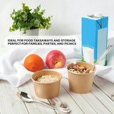 JOLLY PARTY 50pack 12oz Paper Soup Containers with Lids, Disposable Paper Food Cups, Ice Cream Cups, Food Storage with Lids, Microwavable and freezer