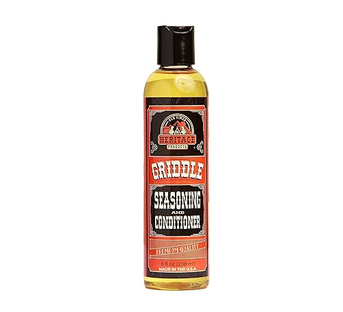 Heritage Products Griddle Seasoning Oil - Low-Smoke, Hi Temp All-Natural Cast Iron Griddle Conditioner for Dutch Oven, Camp Grill and Skillet Cleans