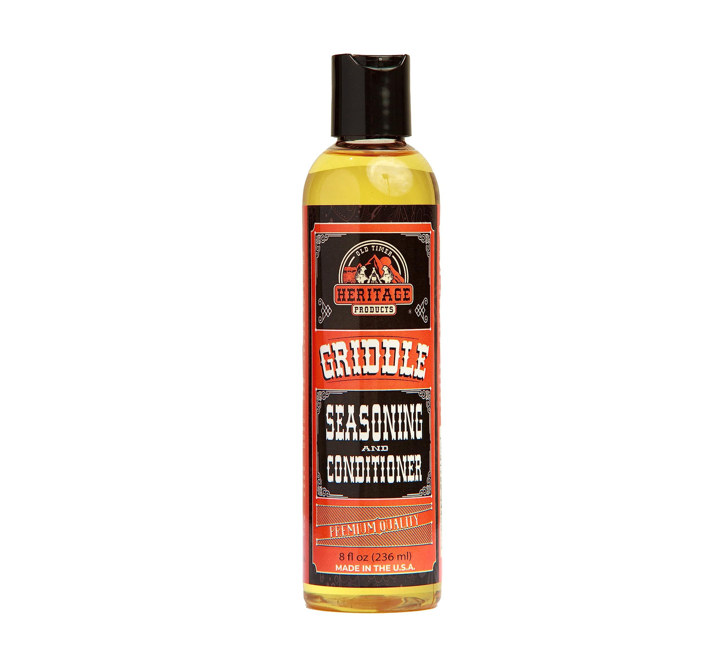 Heritage Products Griddle Seasoning Oil - Low-Smoke, Hi Temp All-Natural Cast Iron Griddle Conditioner for Dutch Oven, Camp Grill and Skillet Cleans
