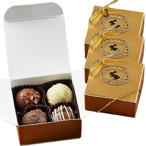 4pc Gold Chocolate Truffle Assortment (3 boxes) - Perfect for Events, Weddings, Client & Employee Gifts