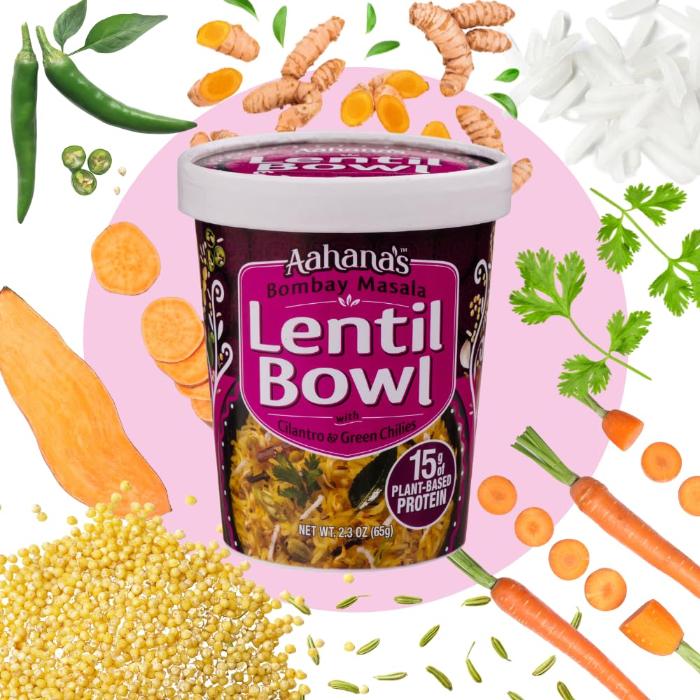 Aahana's Lentil Bowl - Masala - Vegan Food, Gluten Free Meals, Kosher, Non-GMO, Plant-Based, Meals Ready To Eat Indian Food & Vegetarian Food | Just