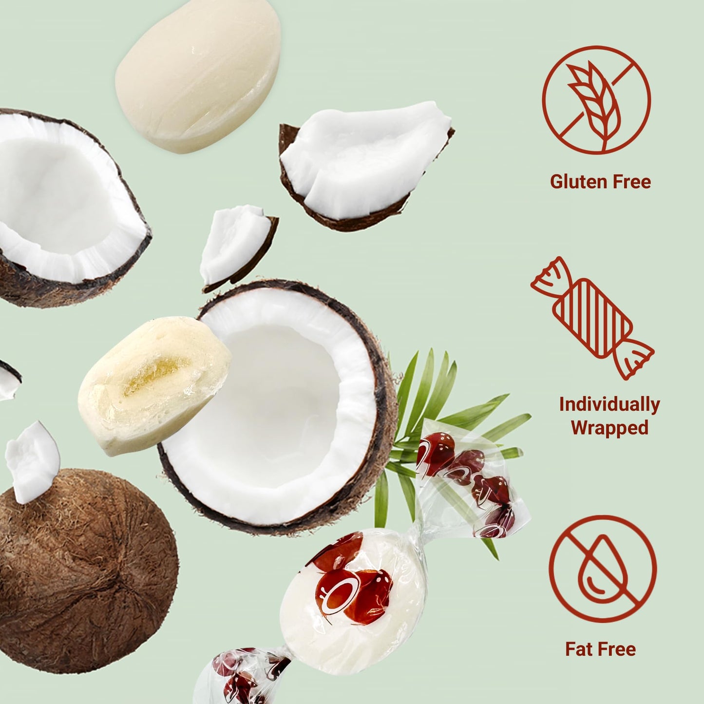 Coconut Hard Candy - 2 Pounds Individually Wrapped Candy, Creamy Filled Coconut Candy, Bulk Bag Old Fashioned Treats