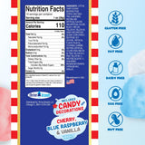 PartyPuffs Jumbo Cotton Candy Cake 13oz - Slices Like Real Cake - Strawberry Vanilla Blue Raspberry - Ready to Serve Gluten-Free Dessert for Birthdays