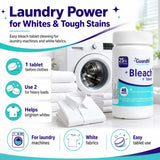 Bleach Tablets for Laundry & Household Cleaning - 40 Count Fast Dissolving Bleach Tabs for Washer, Toilet, Bathroom & Kitchen - Liquid Bleach