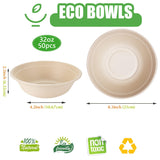 Green Tree Products Disposable Paper Bowls, 32 Oz [50 Pack] Large Bowl-100% Compostable, Biodegradable, Eco-friendly - Convenient for Daily Use