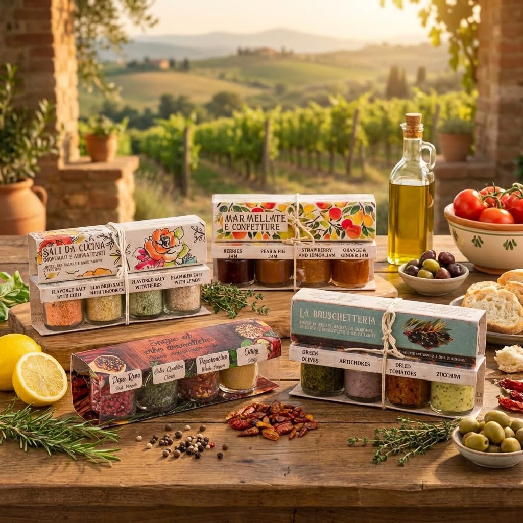 ARTIGIANI DEI SAPORI - Infused Sicilian Salts "Sali Aromatizzati", Flavored Salt with Liquorice, Herbs, Lemon, Chili, Italian Gifts - Pack of 4