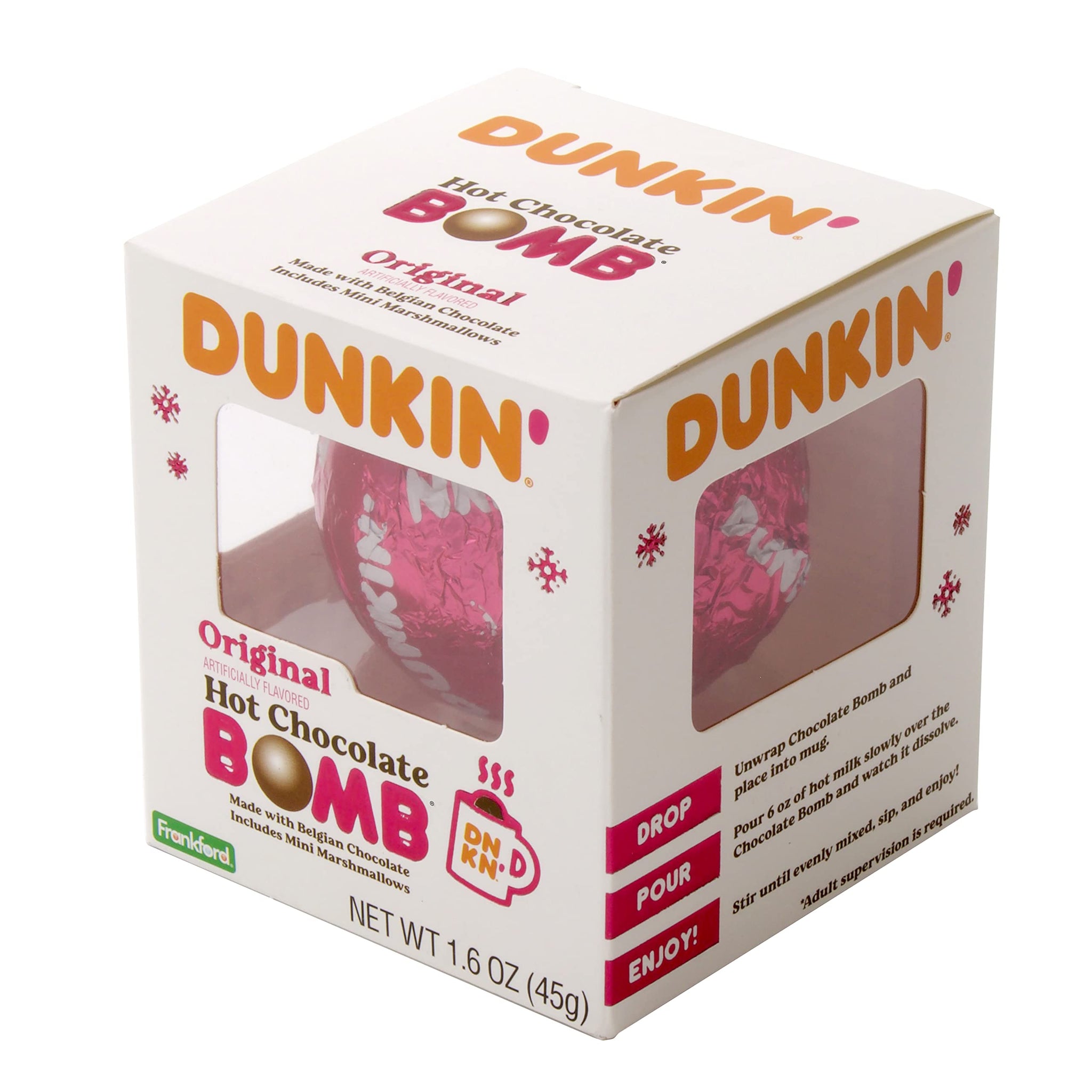 Dunkin' Original Hot Chocolate Bomb, Melting Belgian Milk Chocolate Ball Filled with Mini Marshmallows, Hot Cocoa Treat, 1.6 ounce by Frankford Candy