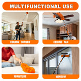SISUPASSIE 30FT Reach High Ceiling Duster Kit, Window Cleaning kit with 5-24FT Extension Pole, Fan Duster for Ceiling Fan Blades, Microfiber Feather