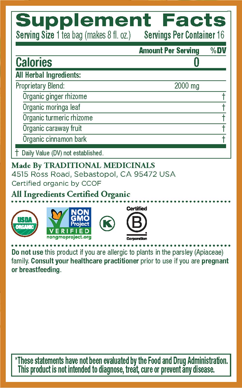 Traditional Medicinals Organic Ginger Aid Herbal Tea, Promotes Healthy Digestion, (Pack of 1) - 16 Tea Bags