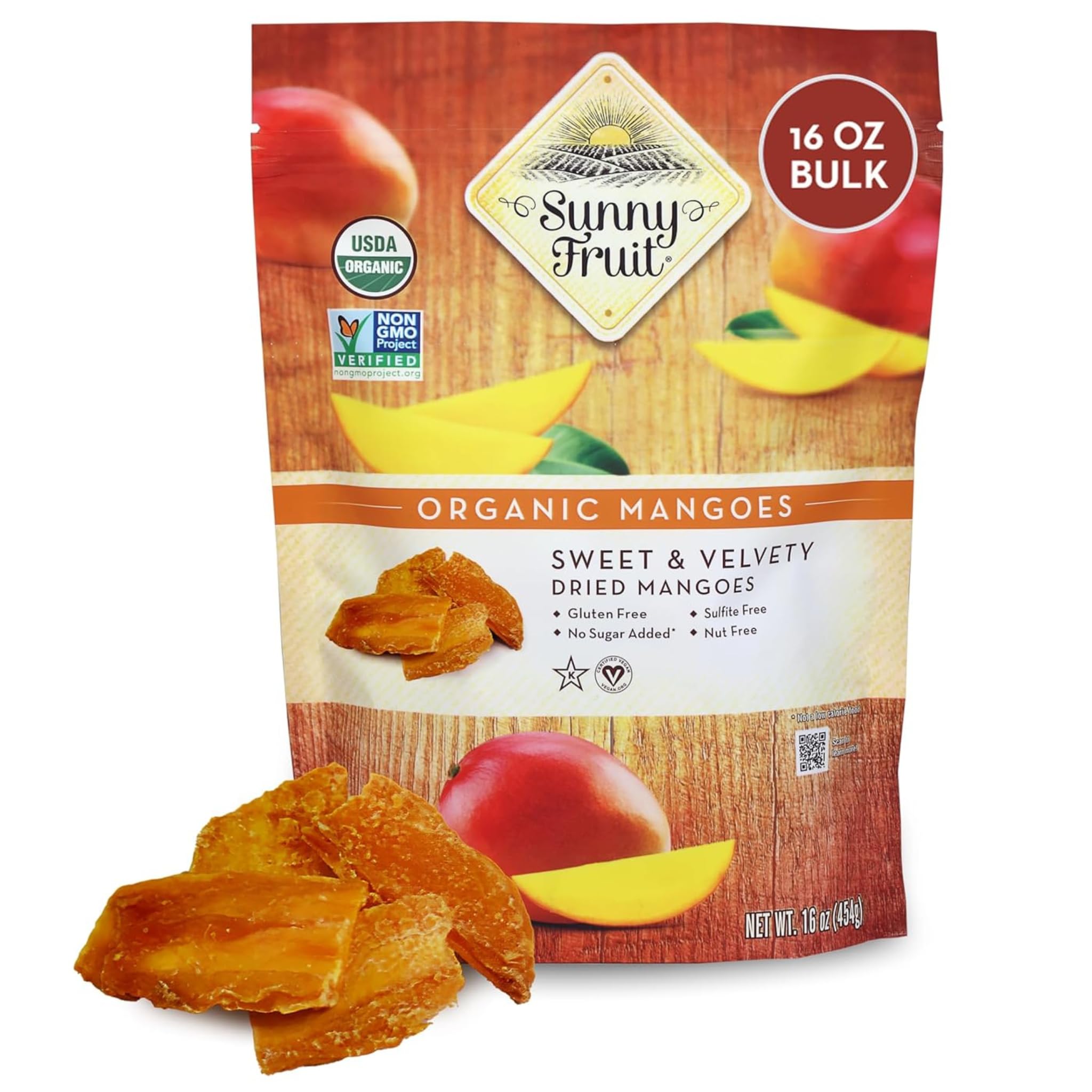 Sunny Fruit Soft Organic Dried Mangoes - 1 Pound Bulk Bag | No Preservatives, No Sugar Added | Healthy, Naturally Sweet Tropical Dried Fruit Snack |