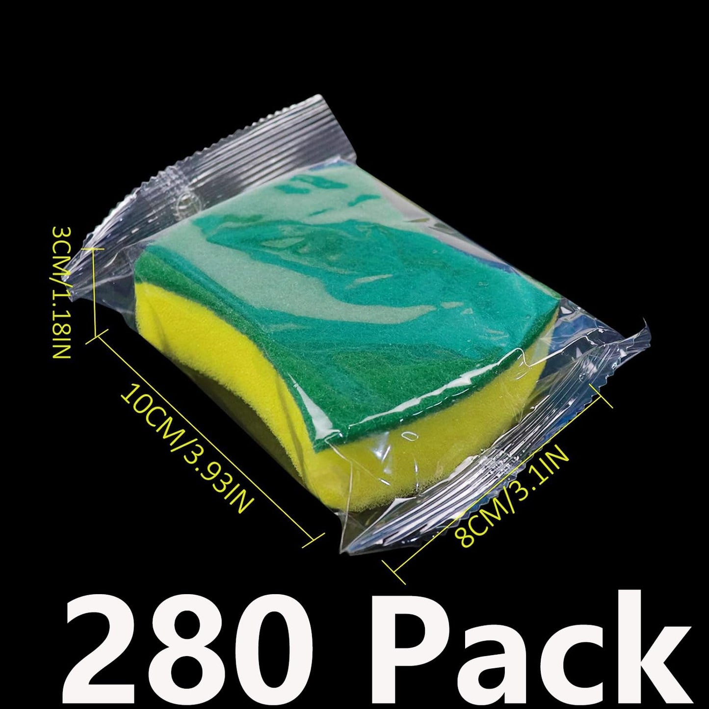 Kheoxusa 280 Pack Individually Wrapped Sponges,Sponge Individually Wrapped,Individually Wrapped Kitchen Sponges for Home Kitchen Scrub Dish Dishes