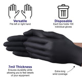 VGUARD A19A31 Nitrile Gloves Disposable Gloves - 1 Box 100CT 7mil Small Black Powder Free Nitrile Gloves Box, 1.7 pounds, 100.0 Count