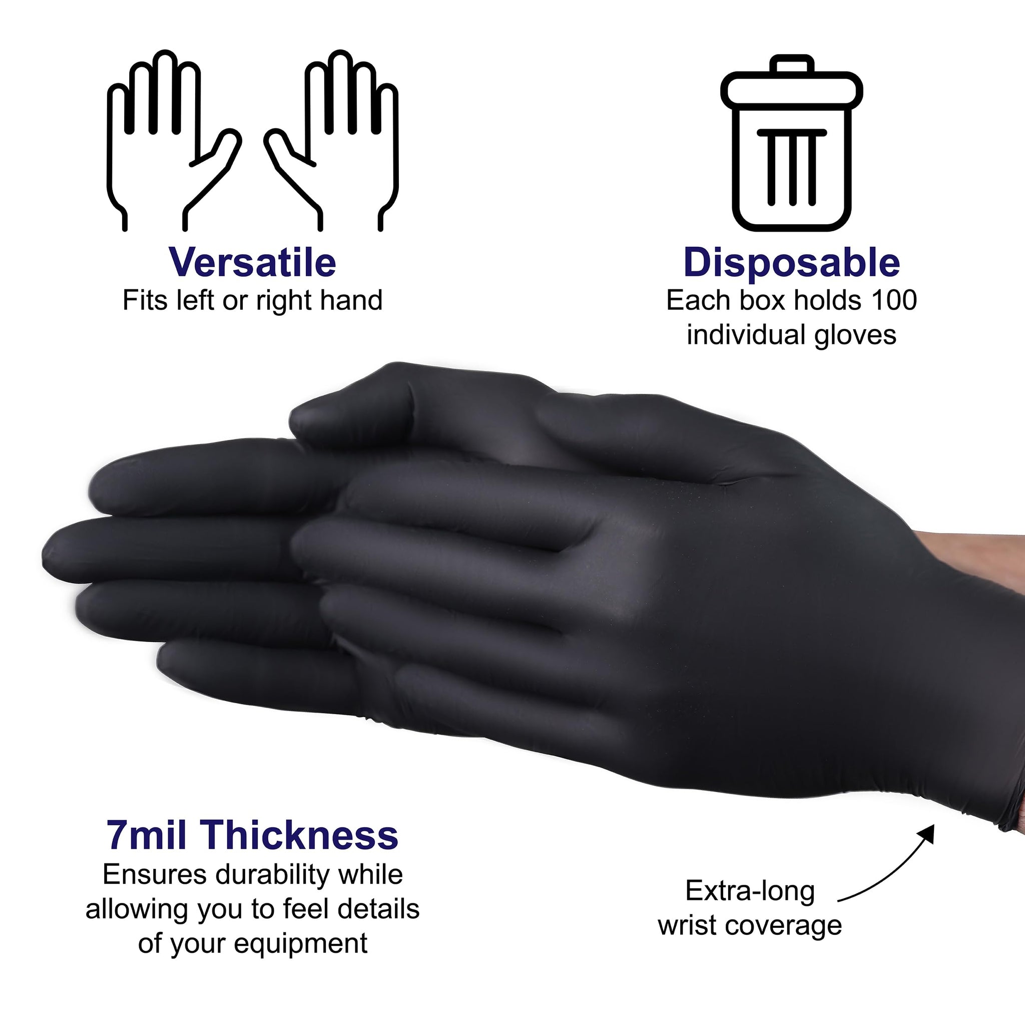 VGUARD A19A31 Nitrile Gloves Disposable Gloves - 1 Box 100CT 7mil Small Black Powder Free Nitrile Gloves Box, 1.7 pounds, 100.0 Count