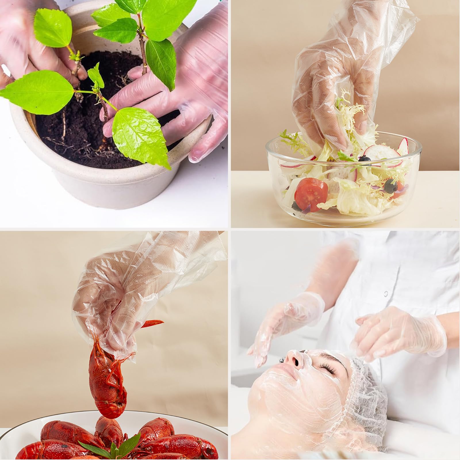 WeaChallengers Disposable TPE Gloves Latex-Free Powder-Free BPA-Free Food Safe 600 Packs for Cleaning (X-Large)
