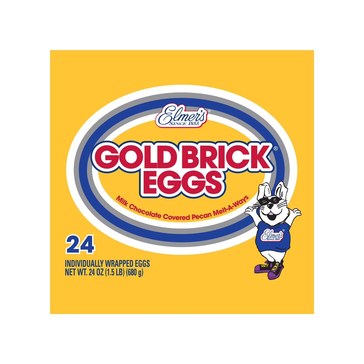 Elmer Gold Brick Eggs - Pack of 6 - Milk Chocolate Covered Pecan Melt Aways - Perfect for Friends and Family - Start an Easter Tradition