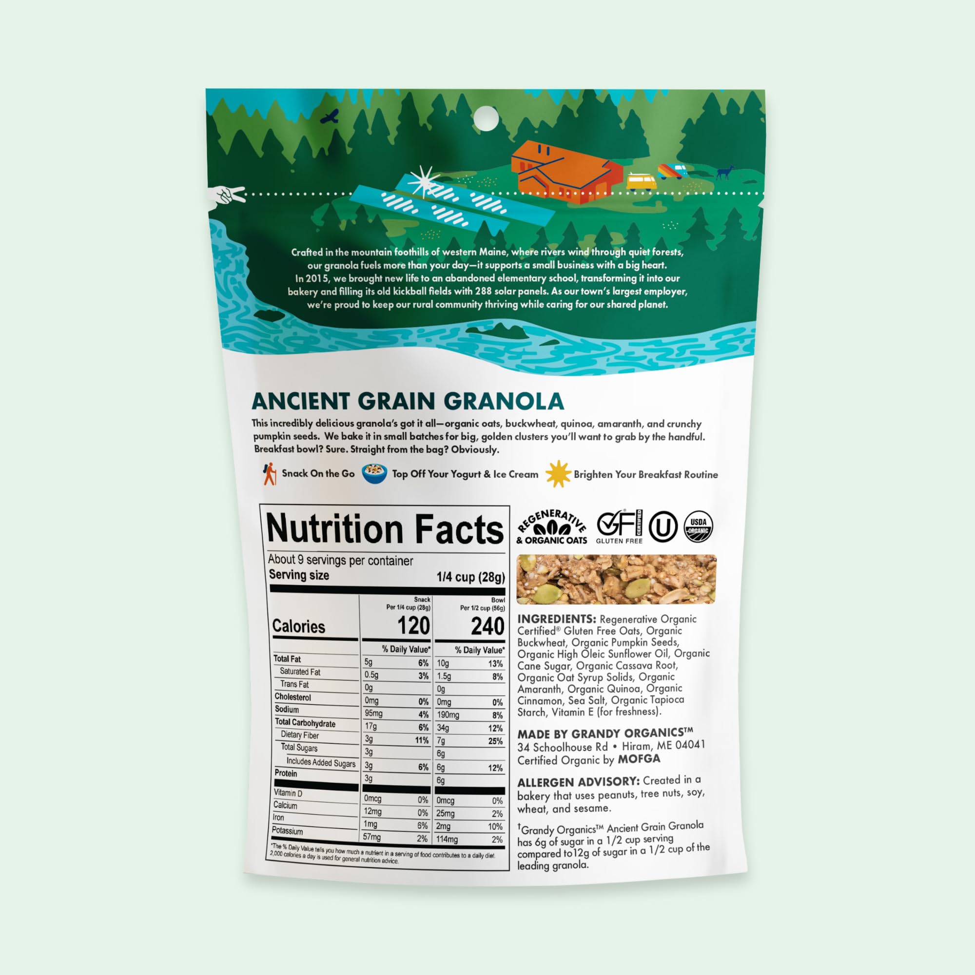 Grandy Organics Ancient Grain Granola Clusters - Certified Organic & Gluten Free - 6g Protein - Non GMO & Vegan - Ancient Grains, Oats, Seeds & Quinoa