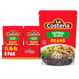 La Costeña Refried Black Beans - 60 Second Microwave Ready to Eat Meals for Mexican Food, Mexican Rice, Nacho Bean Dip, Bean Burrito, Burger, Carne