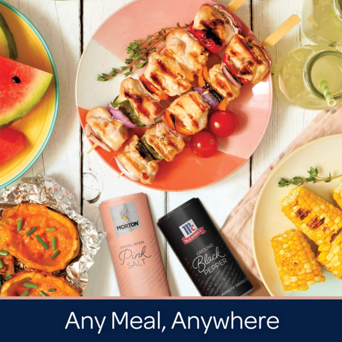 Morton Shaker Set - Himalayan Pink Salt (4 oz) & McCormick Ground Pepper (1.25 oz), 2-Piece Set for Cooking & Finishing
