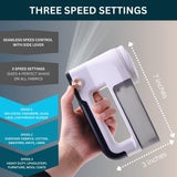 True & Tidy LED Turbo Fabric Shaver | Cordless Lint Remover with Digital Display & 3 Speeds - Perfect for Clothes, Couch & Furniture Defuzzing, White