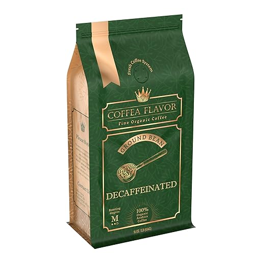 Coffea Flavor Fine Organic Coffee - Classic decaf Ground Coffee Medium Roast | 100% Arabica Coffee| Perfect for Espresso | USDA Certified Organic |