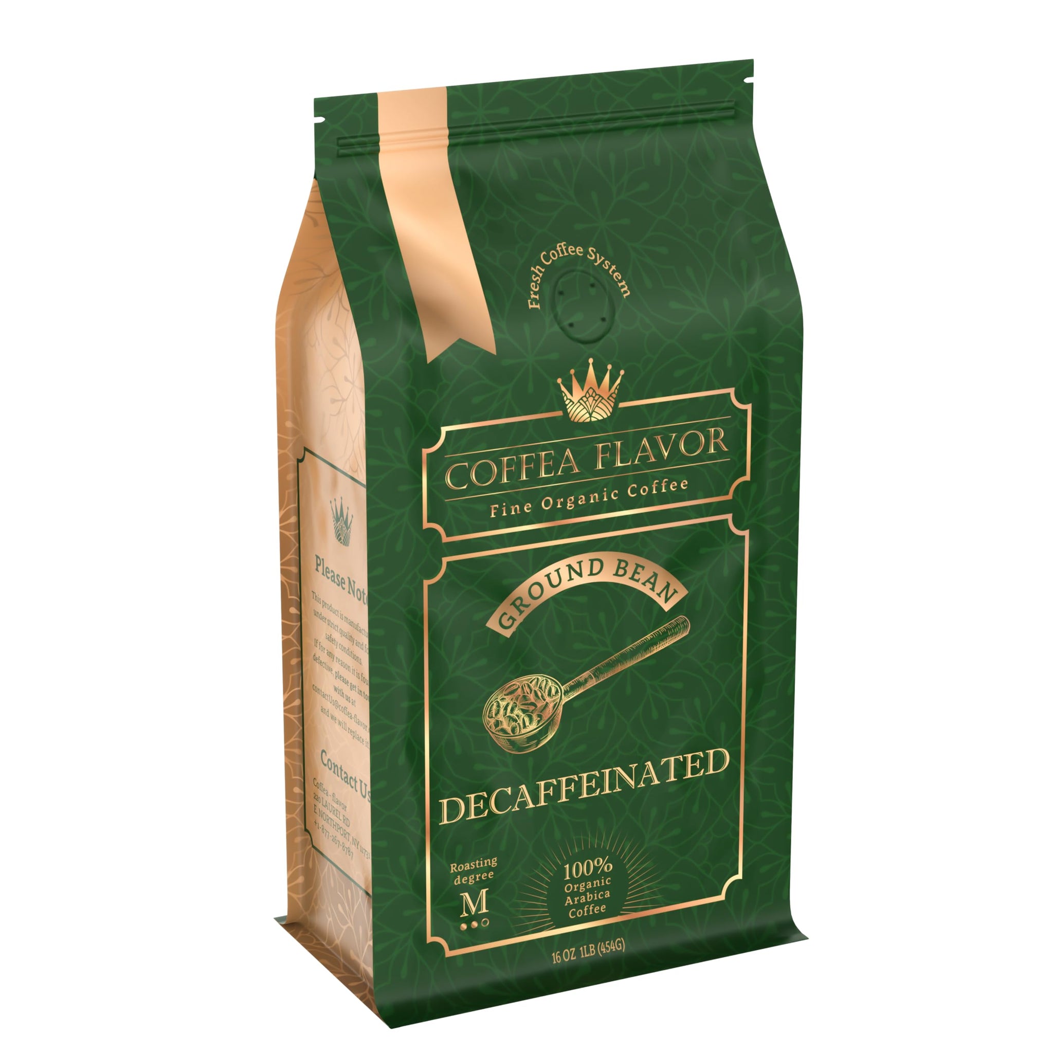 Coffea Flavor Fine Organic Coffee - Classic decaf Ground Coffee Medium Roast | 100% Arabica Coffee| Perfect for Espresso | USDA Certified Organic |