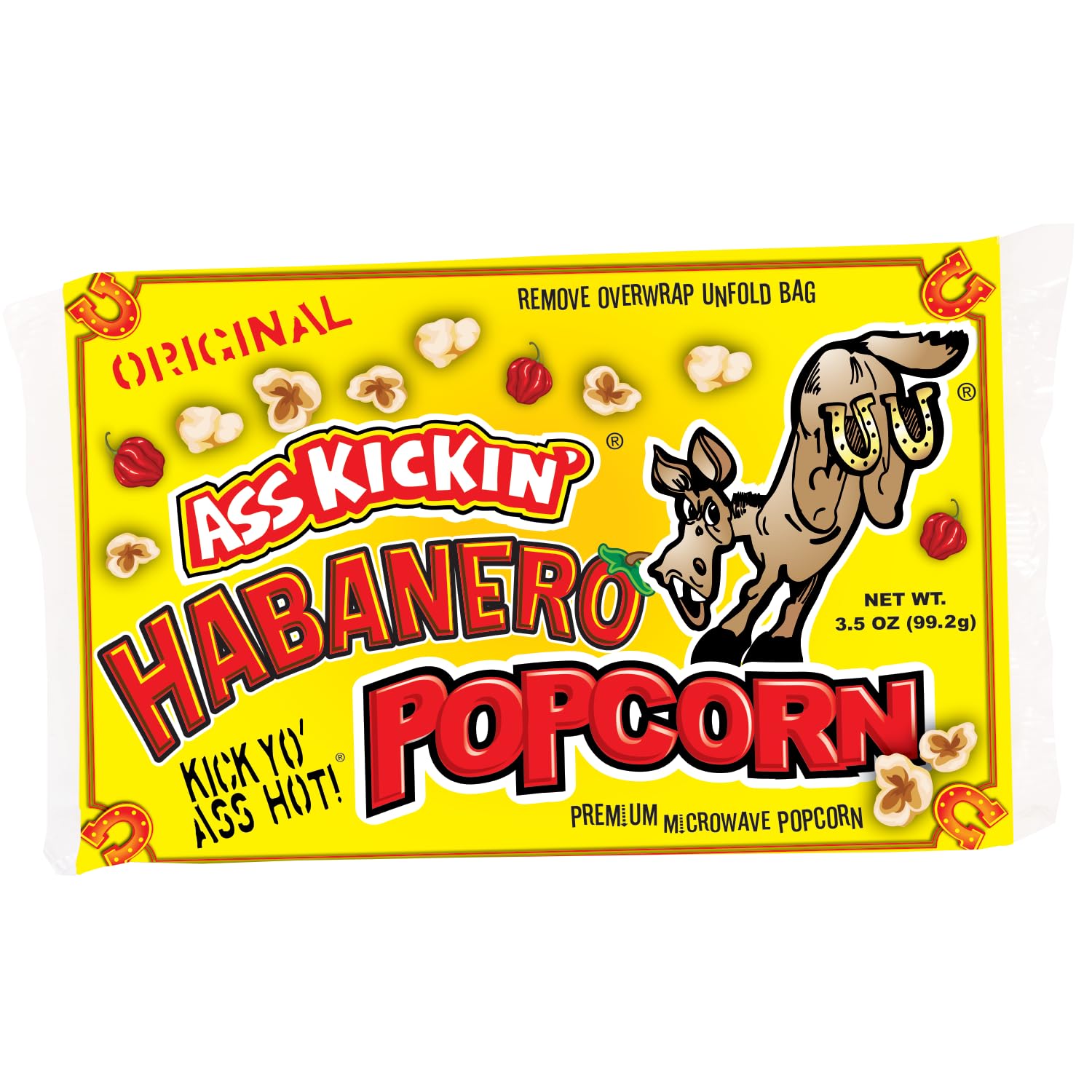ASS KICKIN' Habanero Microwave Popcorn Bags - 6 Pack - Ultimate Spicy Popcorn Gourmet Gift - Makes a Great Movie Theater Popcorn or Snack Food