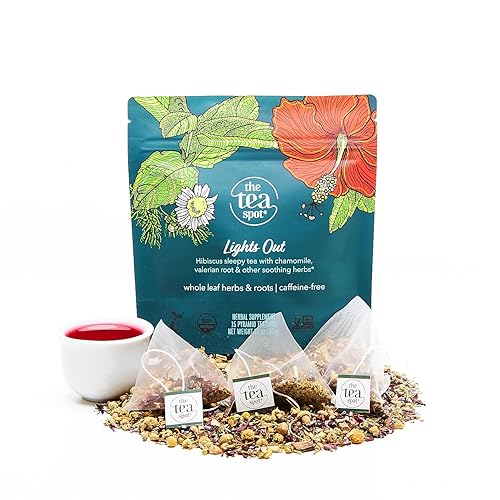 The Tea Spot Organic Lights Out Tea with Valerian Root Relaxation | Blend of Hibiscus, Peppermint, Chamomile, Lavender, Licorice Root & Valerian Root