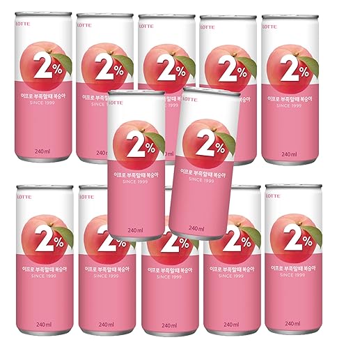 LOTTE 2% Soft Drink Peach/Plum Variety (240ml/Pack) (Peach, 12 Cans)