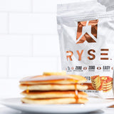 RYSE Loaded Protein Pancake & Waffle Mix - Buttermilk - Naturally Sweetened Breakfast with 21g Protein, 3g MCTs and 2g Fiber - No Added Sugar - High Protein Snack for Clean Energy - 6 Servings
