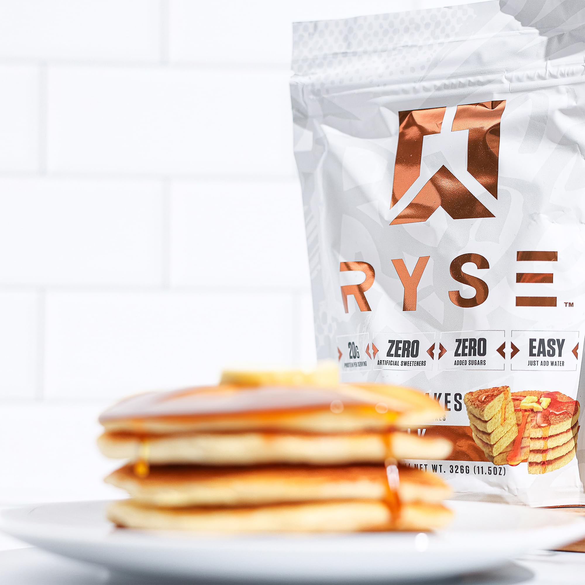 RYSE Loaded Protein Pancake & Waffle Mix - Buttermilk - Naturally Sweetened Breakfast with 21g Protein, 3g MCTs and 2g Fiber - No Added Sugar - High Protein Snack for Clean Energy - 6 Servings