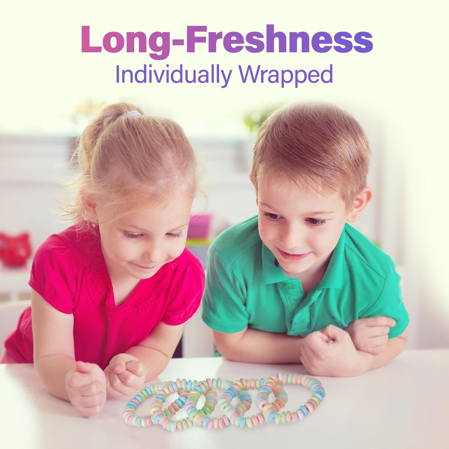 Fresh Finest 48-Count Bulk Candy Bracelets - Individually Wrapped Novelty Candy Bracelets. Perfect for Party Favors, Goody Bags, Candy Buffets