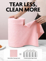 Fantasticlean Microfiber Cleaning Cloth Roll -75 Pack, Tear Away Microfiber Towels, 12" x 12", Reusable, Washable, Scratch Free, Ultra Absorbent