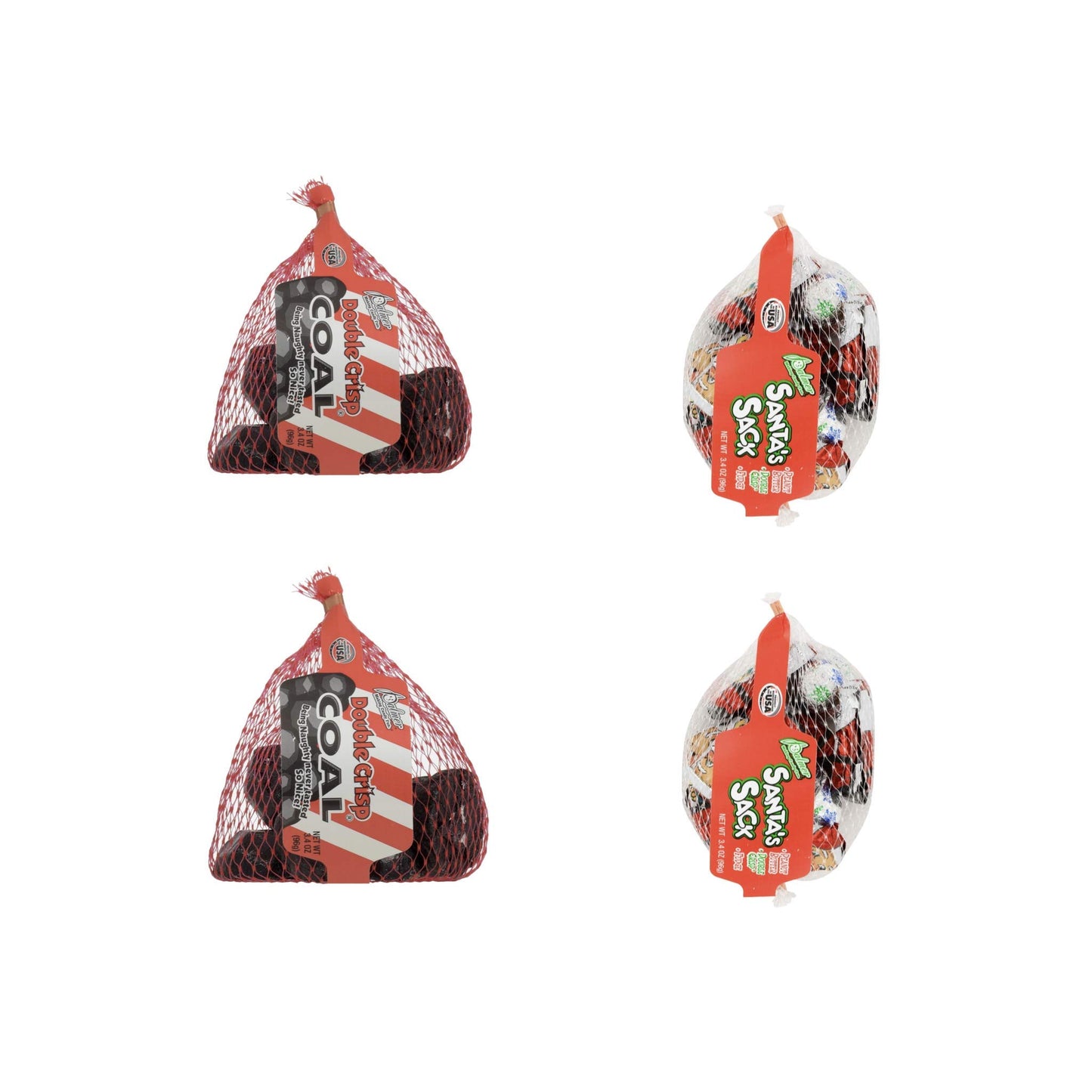 Stocking Stuffer Candy Foil Wrapped Chocolate Coal, Santa's Sack 4 Pack
