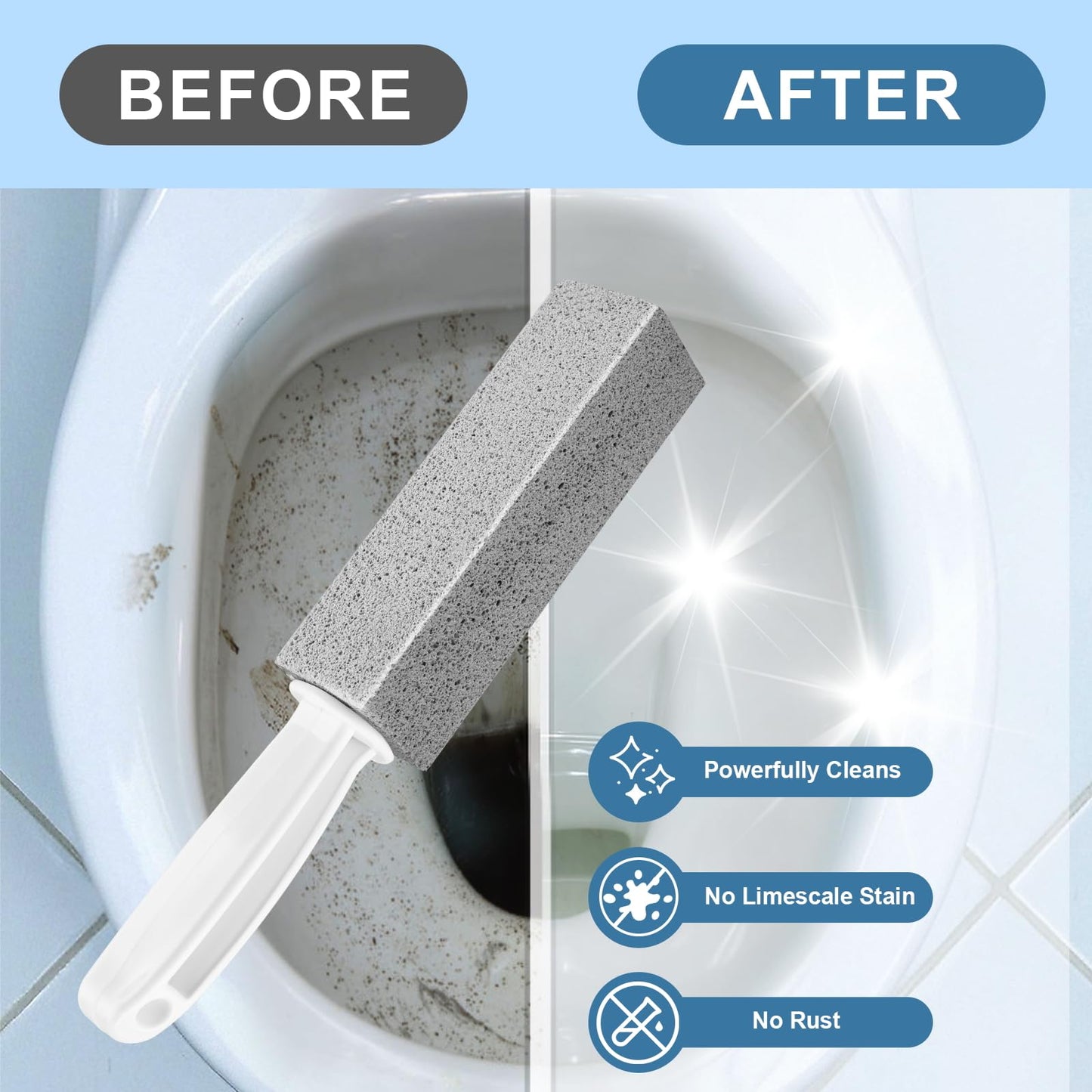 MEQHUO Toilet Pumice Stone With Handle, 5 Pack Pumice Stone Toilet Bowl Cleaner, Hard Water Toilets Ring Remover for Cleaning Toilets, Bathtubs