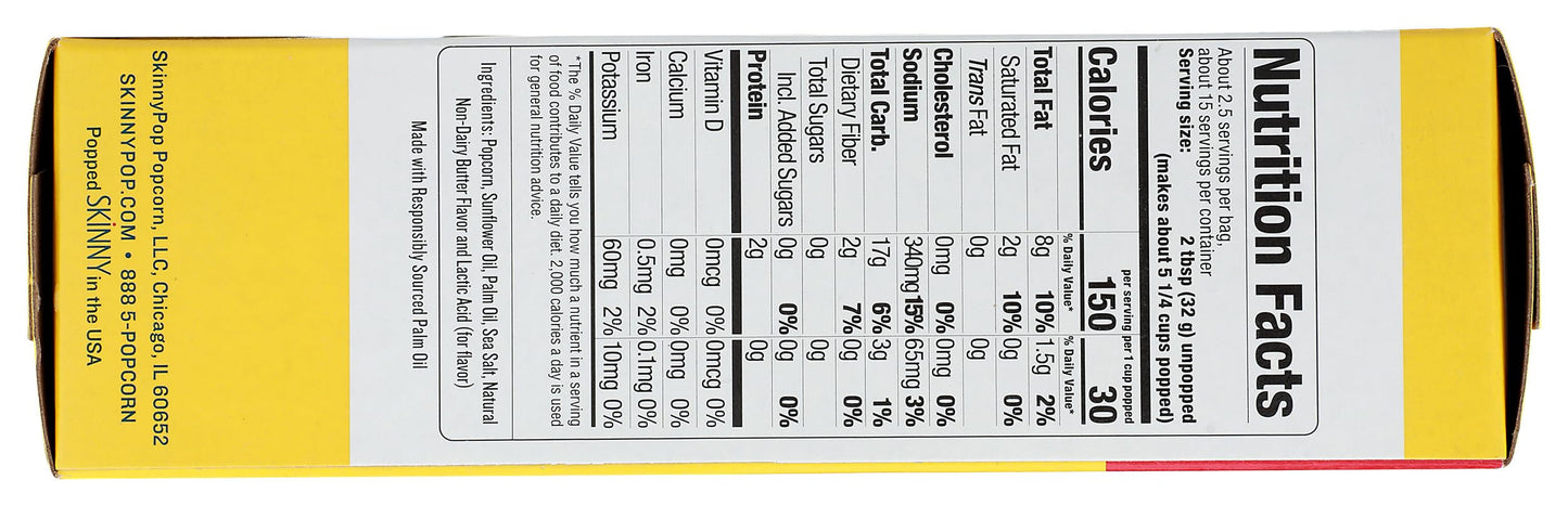 Skinny Pop Butter Microwave Popcorn, 16.8 OZ