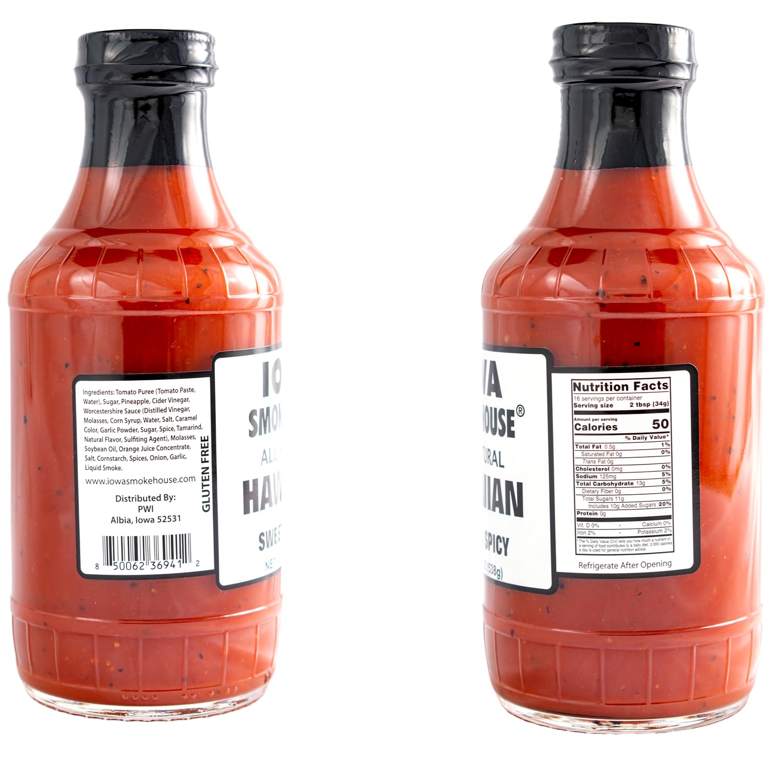 IOWA SMOKEHOUSE BBQ Sauce, 19 oz bottle (Sweet & Spicy Hawaiian)