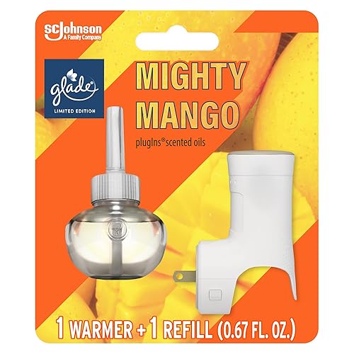 Glade PlugIns Scented Oil Air Freshener, Starter Kit, Mighty Mango Limited Edition, 1 Warmer + 1 0.67 oz Refill