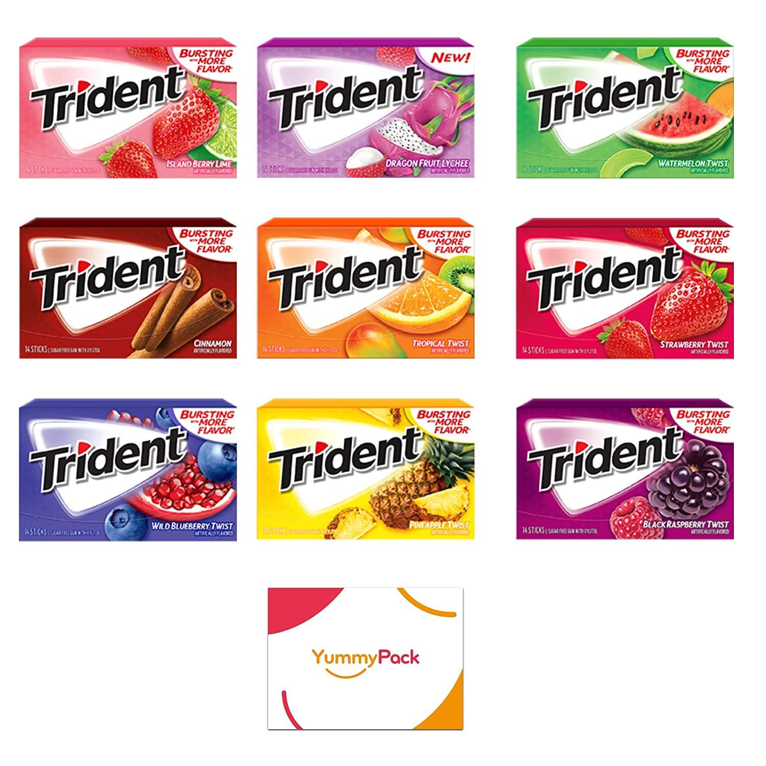 Trident Chewing Gum Variety Pack ( Sugar Free Fruit Varieties Bulk) Cool Gifts For Valentines Day 9 Packs