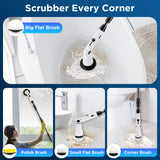 Electric Spin Scrubber, Bathroom Cleaner, Power Shower Cleaning Brush with Extendable Handle & 4 Brush Heads, Shower Scrubber for Bathtub Tile Grout