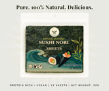 Kindharvest Organics Sushi Nori Sheets - Roasted Seaweed Sheets, 12 Sheets (33g), Premium Grade, Crispy Texture, Rich Umami, Keto, Vegan, Gluten-Free