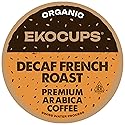 EKOCUPS Organic Swiss Water Decaf French Roast Coffee Pods, Extra 30% More Coffee Per Cup, Artisan Fair Trade Dark Roast, for Keurig K Cup Machines