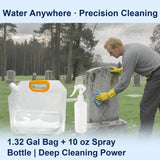 10 Pcs Reusable Tombstone Cleaner Kit for Grave Cleaning Includes Oversize 1.3 Gal Water Bag, Scraper, Brushes, Sponge, Towel, Gloves - Professional