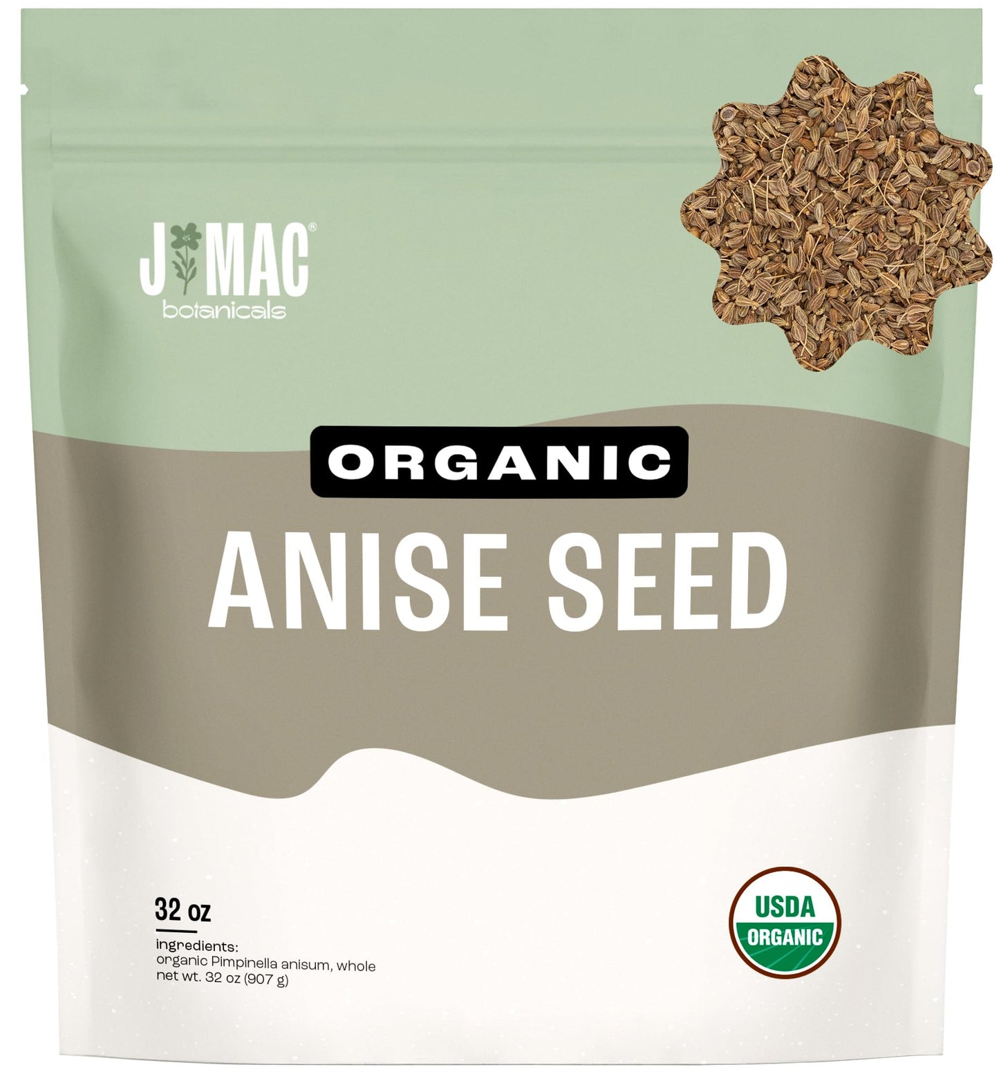 J Mac Botanicals Organic Anise Seeds (32 oz) Certified USDA Organic. Whole aniseed for cookies, tea, powder, or baking